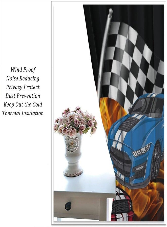 ستائر Fblifil Speed Racing Car Fire للأولاد، ستائر بجيب للعمود لغرفة النوم وغرفة المعيشة وغرفة الأطفال، مقاس 42 بوصة عرض × 45 بوصة طول - Image 4